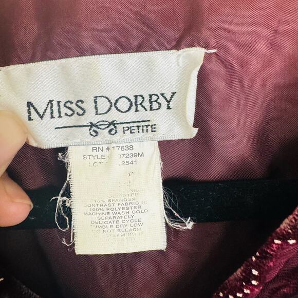 Miss Dorby Vintage Velvet Burnout Velour Midi Cardigan Dress Size XL Petite Red - Picture 2 of 12